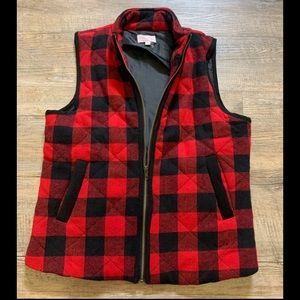 Pink Lily red and black Buffalo check plaid fall/winter vest